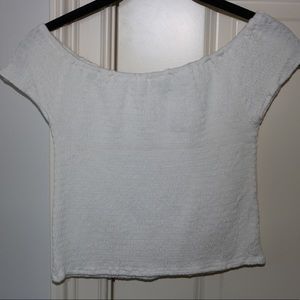 White ruched off the shoulder top